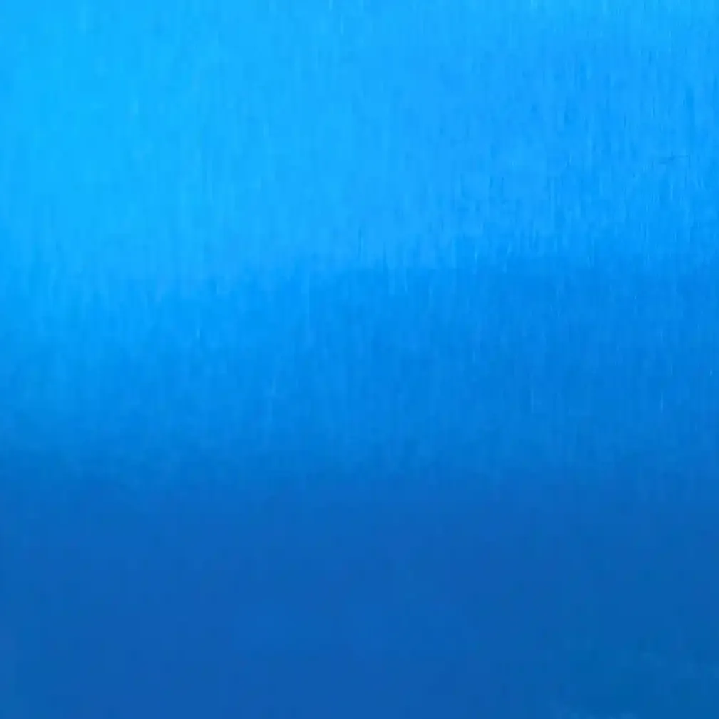 Blue Electro IH stainless sheet on a brush base, fine vertical grain, tone lighter at the top