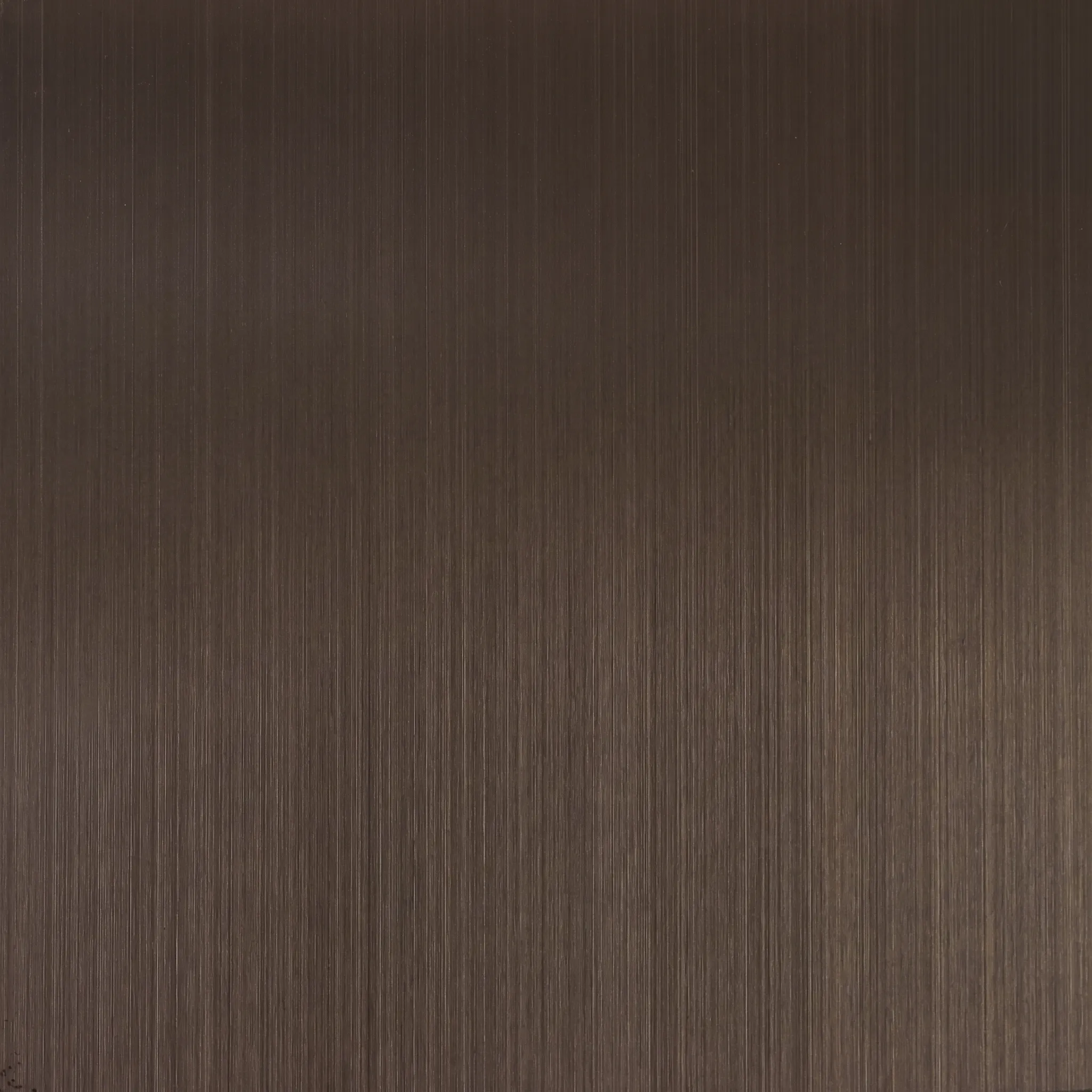 Dark bronze PVD on hairline stainless sheet, fine continuous vertical lines, close up