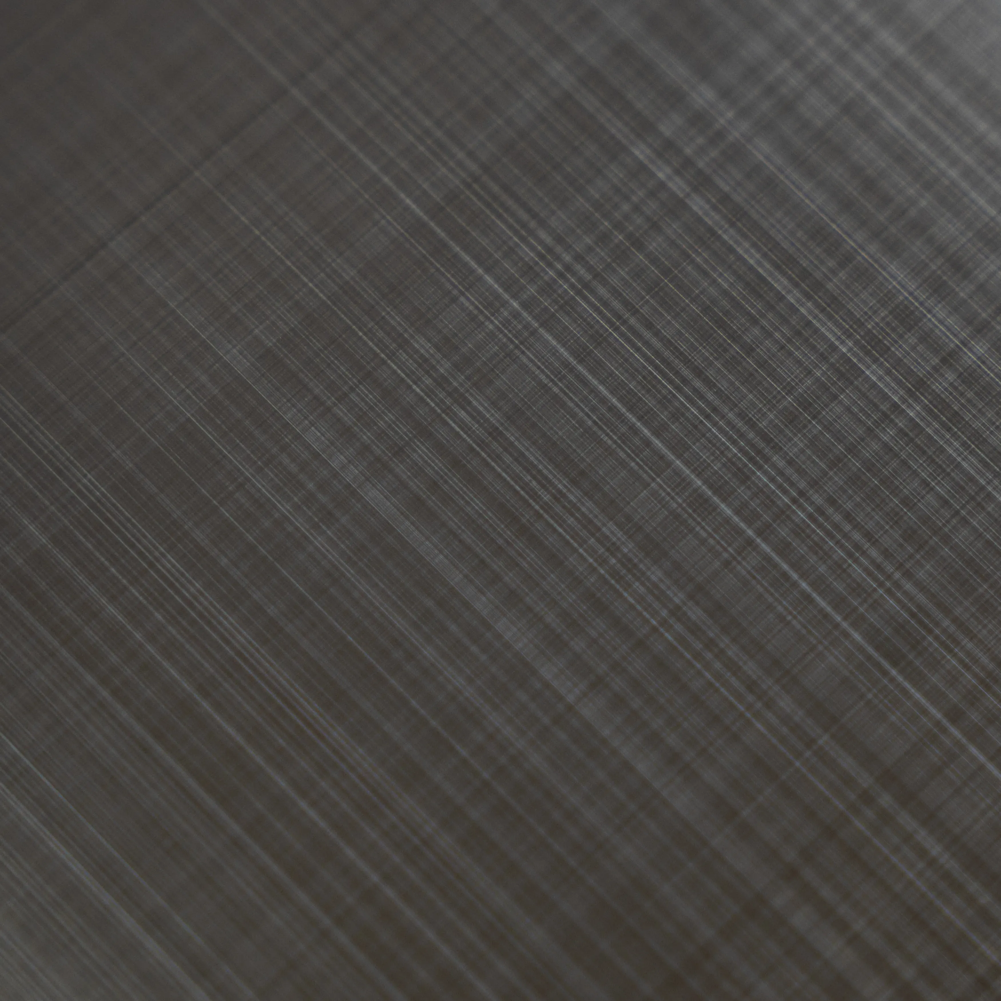 Black Plaid stainless sheet, fine crosshatched brushed lines in two diagonal directions