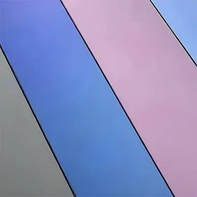 PVD dichromic colour sheets in blue, violet and pink