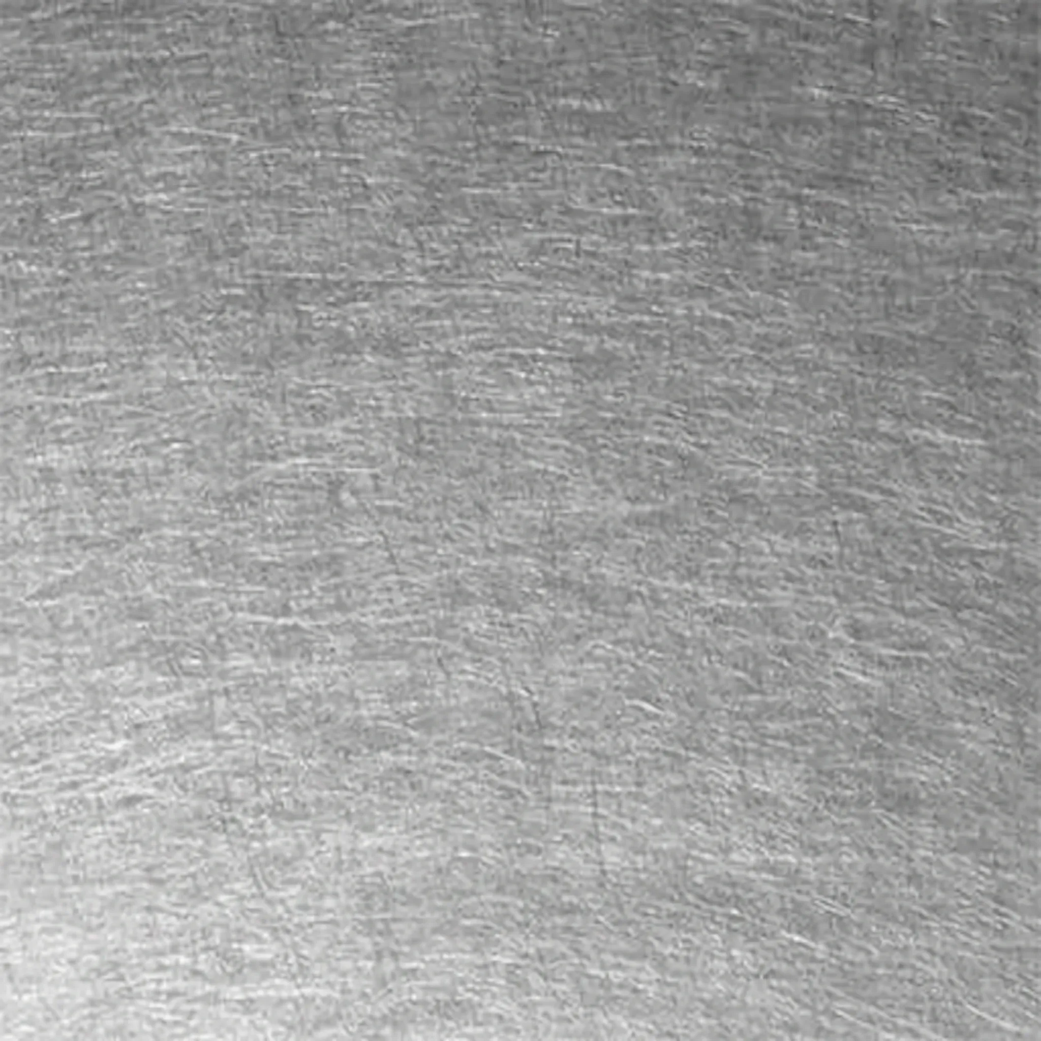 Silver short vibration stainless sheet, dense small overlapping arc scratches, matte grey, close up
