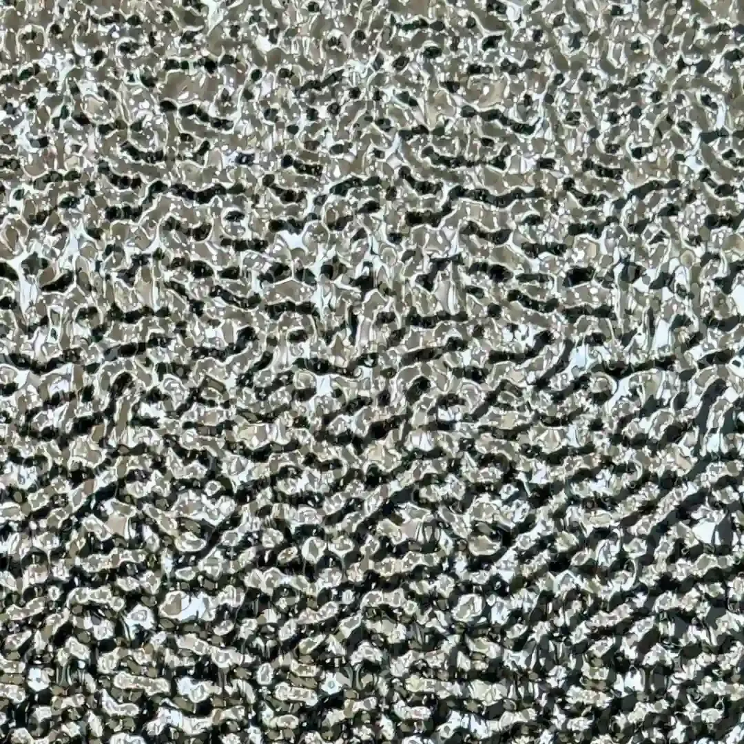 Micro water ripple stainless steel: very fine dense ripple across a bright silver mirror sheet