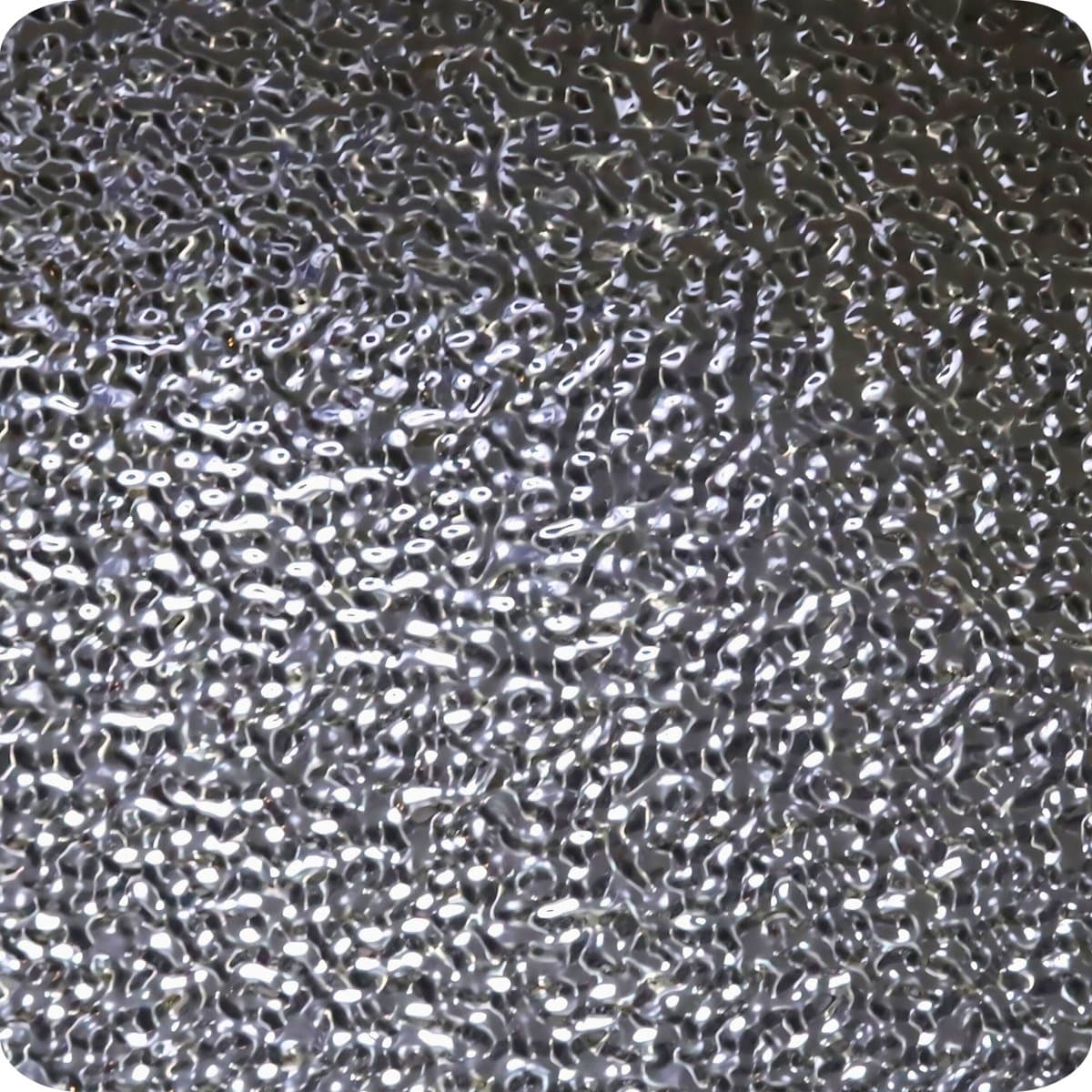 Water Ripple finish, silver, pressed stainless steel sheet