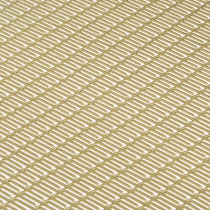 Gold-toned woven metal fabric in a fine diamond weave